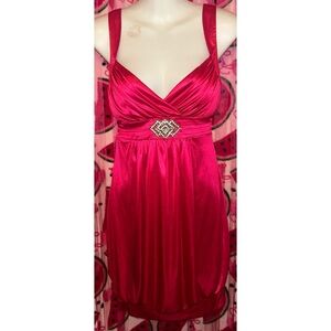 🩷 Y2K City Triangles Deadstock Satin Babydoll Dress with Beaded Accent